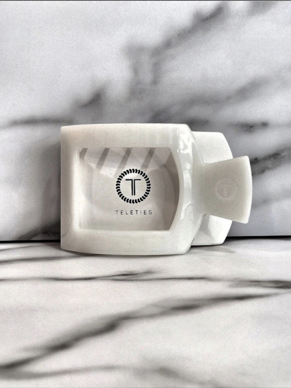 Teleties Coconut White Large Flat Square Hair Clip - NEW IN PACKAGE